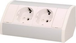 Orno Gniazdo meblowe 2x2P+Z, schuko, biało-srebrne