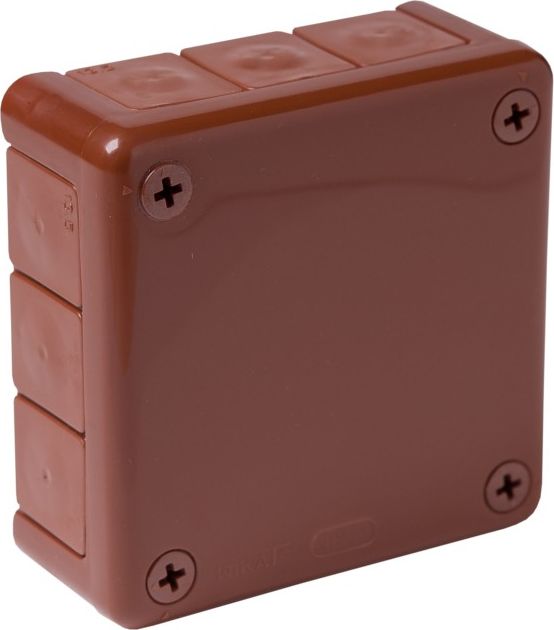 ViPlast 041-02 puszka n/t brązowa bez zacisków z dławnicami bezgwintowymi 12-wlotowa wym/zew 98x98x42 mm IP55 ViPlast 7243