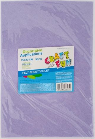 Craft with Fun CF OZDOBA DEK FILC ARKUSZ 20X30/5SZT FIOL 40/80