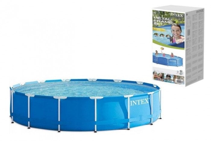 Karkasinis baseinas Intex Metal Frame, 366x76 cm, su 12V filtru