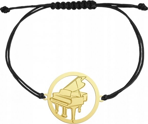 MEJK Jewellery Bransoletka Złota Fortepian Sznurek 925 Prezent Biżuteria GRAWER GRATIS