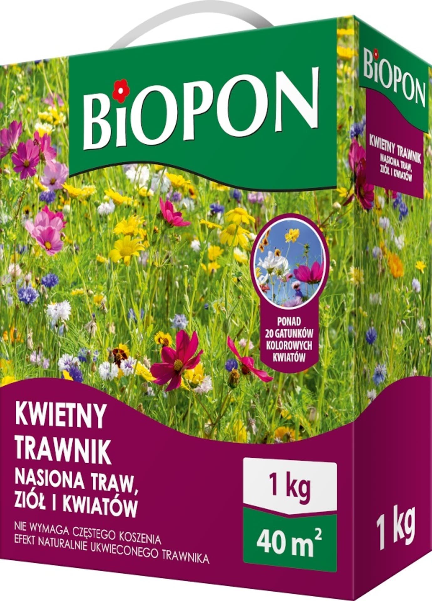 Biopon KWIETNY TRAWNIK - MIESZANKA NASION TRAW, ZIÃÅ I KWIAT 1KG