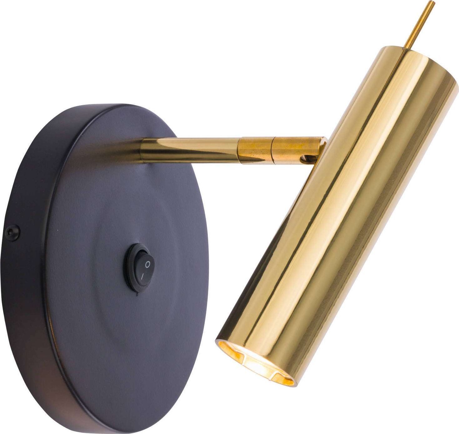 Kinkiet Amplex Kinkiet LAMPA ścienna AMOS 0173 Amplex okrągła OPRAWA metalowa tuba regulowana czarna złota