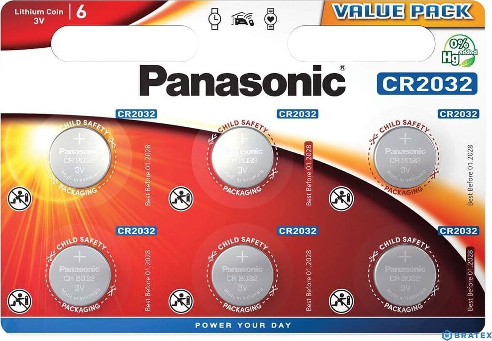 Panasonic Bateria Lithium Power CR2032 6 szt.
