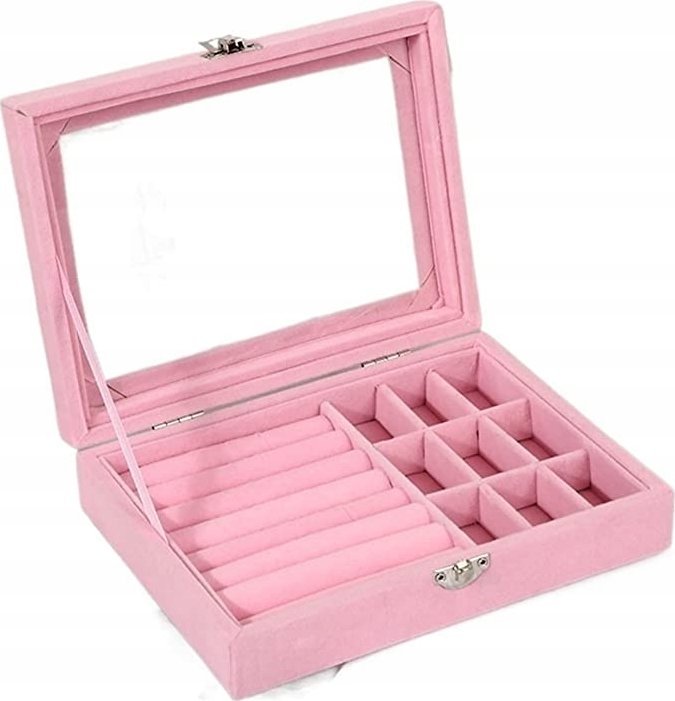 Korbi SZKATUŁKA ETUI PUDEŁKO ORGANIZER NA BIŻUTERIĘ PIERŚCIONKI KOLCZYKI RÓŻ B7