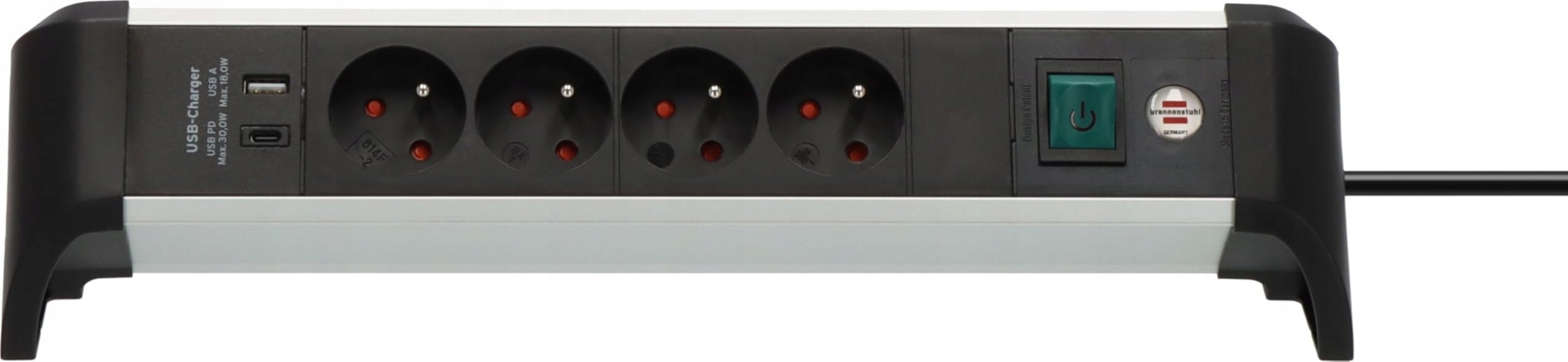 Listwa zasilająca Brennenstuhl Listwa zasilająca Alu-Office-Line z 4 gniazdami i portami USB-C PD 30W oraz USB-A 18W 1391044430