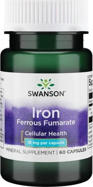Swanson Iron Ferrous Fumarate - Żelazo /fumaran żelaza/ 18 mg (60 kaps.) Swanson