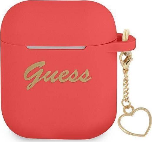 Guess Etui ochronne Silicone Charm Heart Collection do AirPods czerwone