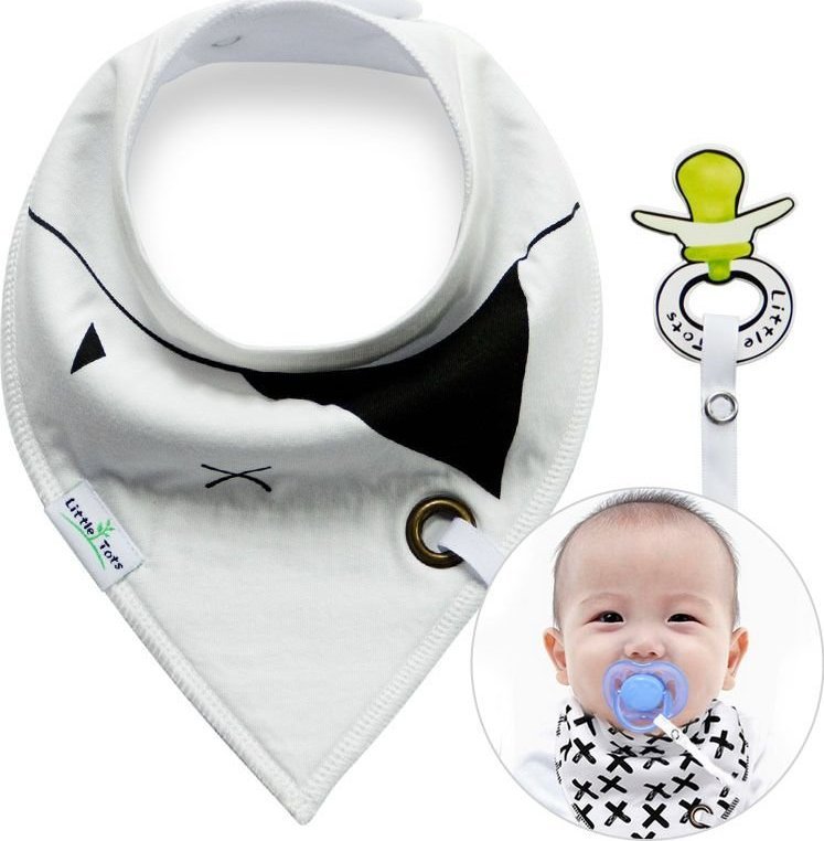 Modi Home Chusta / śliniak z zawieszką na smoczek- biała