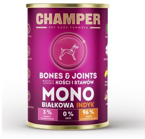 Wiejska Zagroda CHAMPER BONES&JOINTS jednoproteinowa indyk mokra karma dla psa 400g