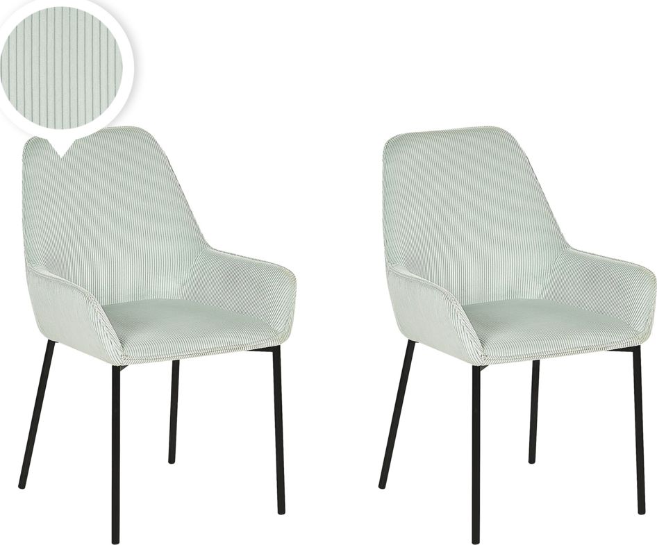 Beliani Zestaw 2 krzeseł do jadalni sztruksowy miętowy LOVERNA