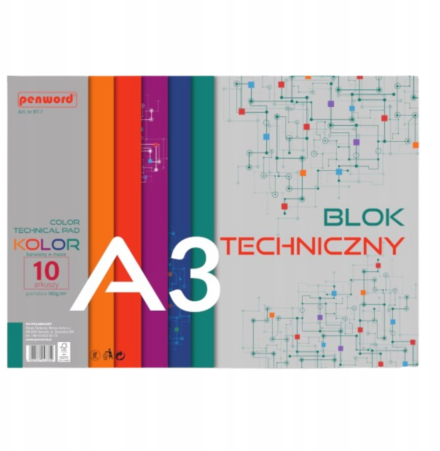 Blok techniczny A3 Premium kolor 180g 10 arkuszy