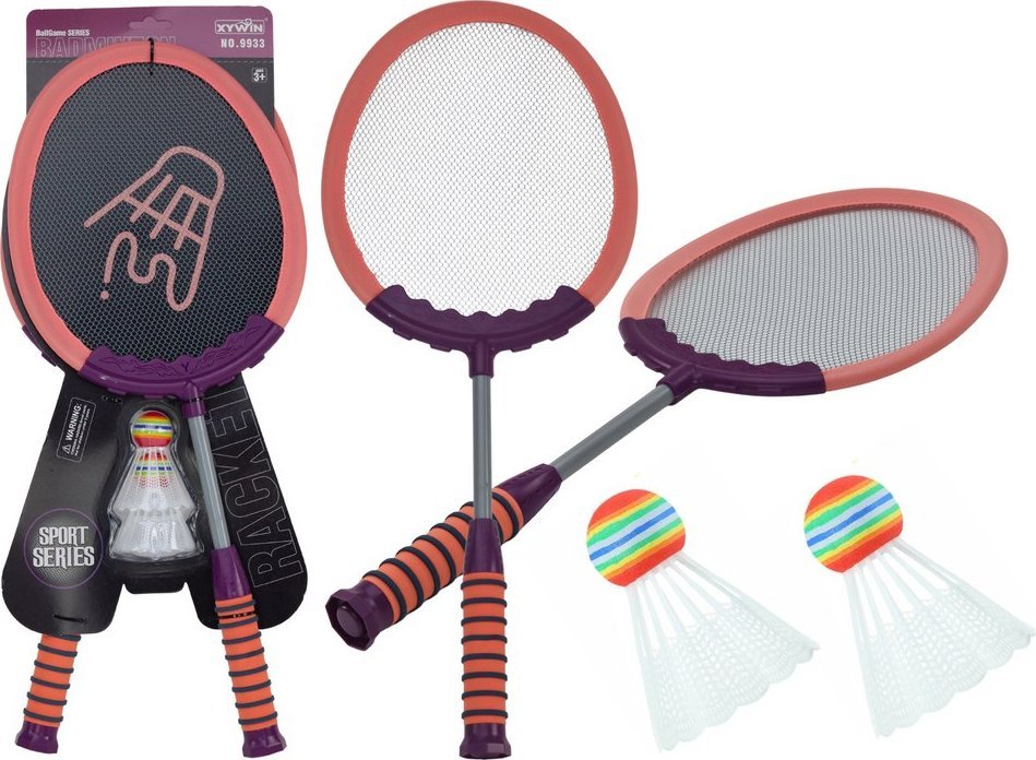 LeanToys Zestaw 2 Rakietek Do Gry W Badmintona Paletki 2 Lotki Badminton Różowy