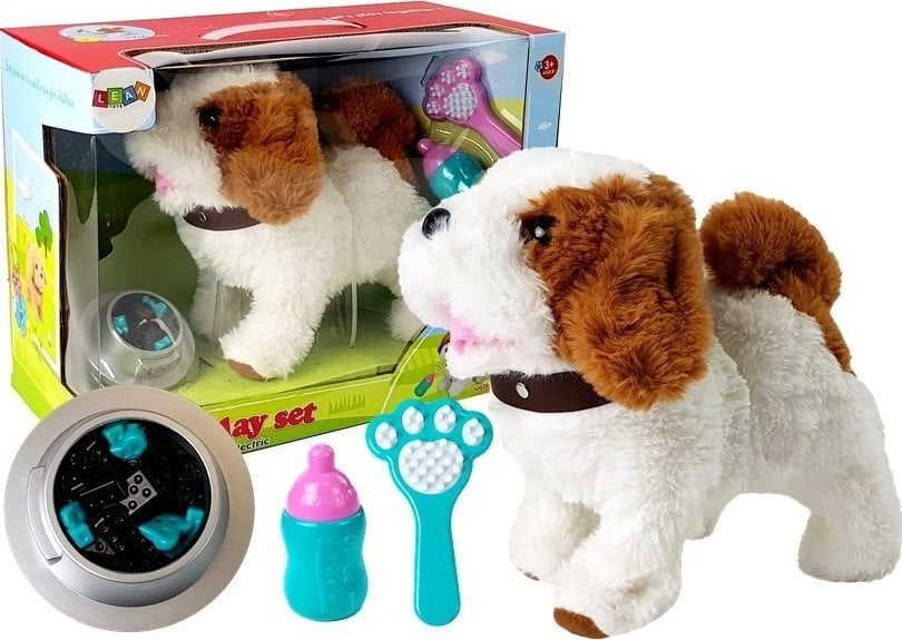 Pies na baterie pluszowy bia?y