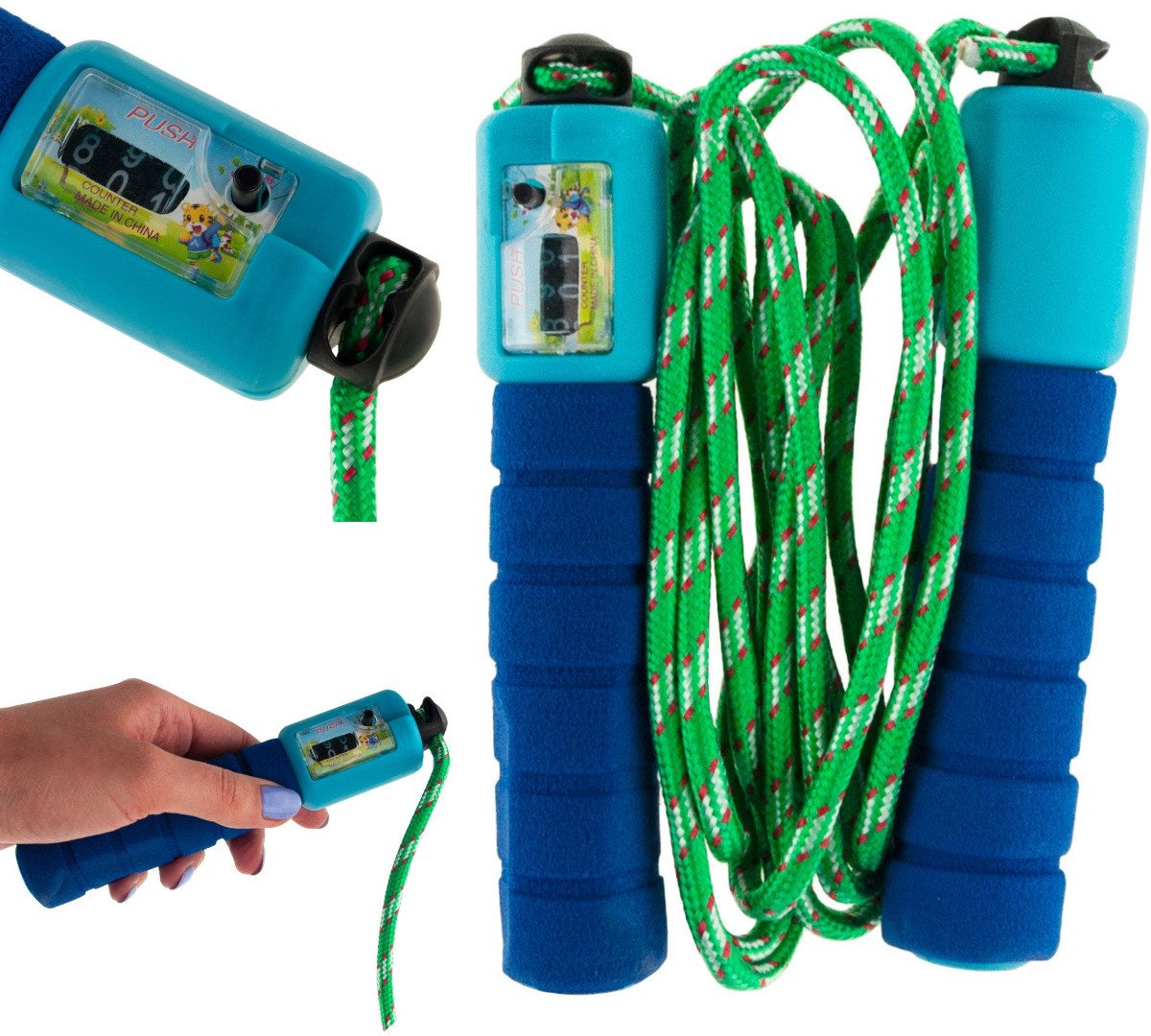 SP60 SKAKANKA Z LICZNIKIEM SKOKÓW 250CM REGULOWANA SZNURKOWA FITNESS