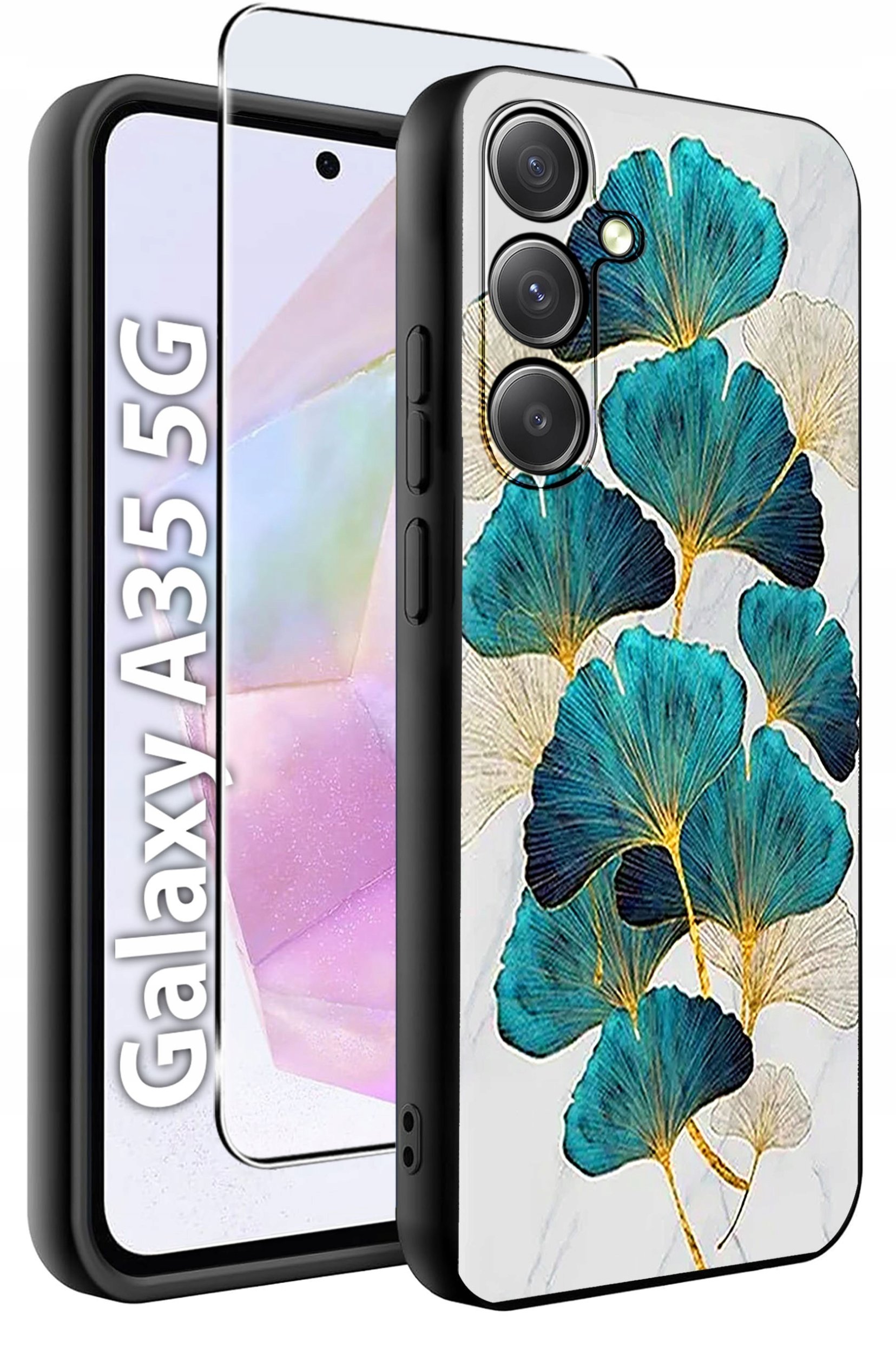 ETUI do Samsung A35 5G WZORY | SILIKONOWE MATT CASE + SZKŁO HARTOWANE 9H