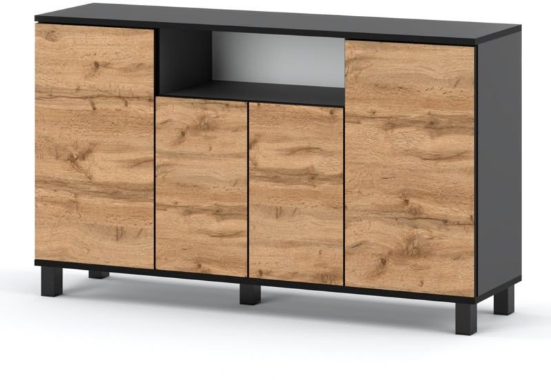 Komoda Loft 140cm Bruno Szafka Rtv Młodzieżowa Do Salonu Szara Dąb Wotan