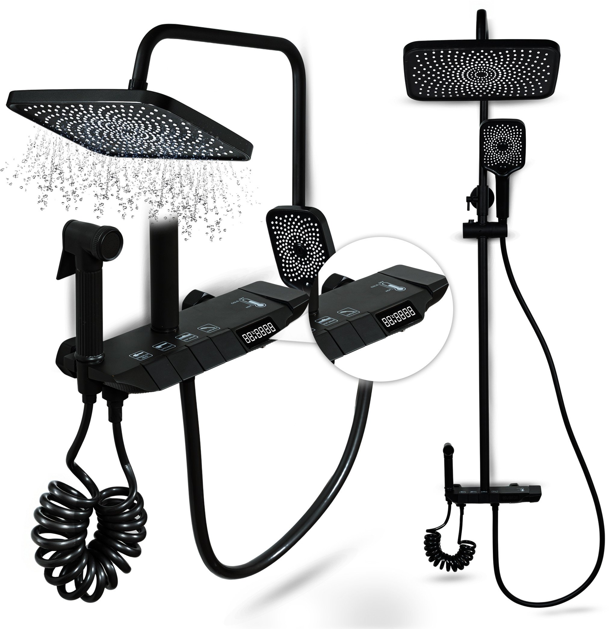 Zestaw prysznicowy Heckermann LS06 Czarny Kolumna z baterią i regulacją temp