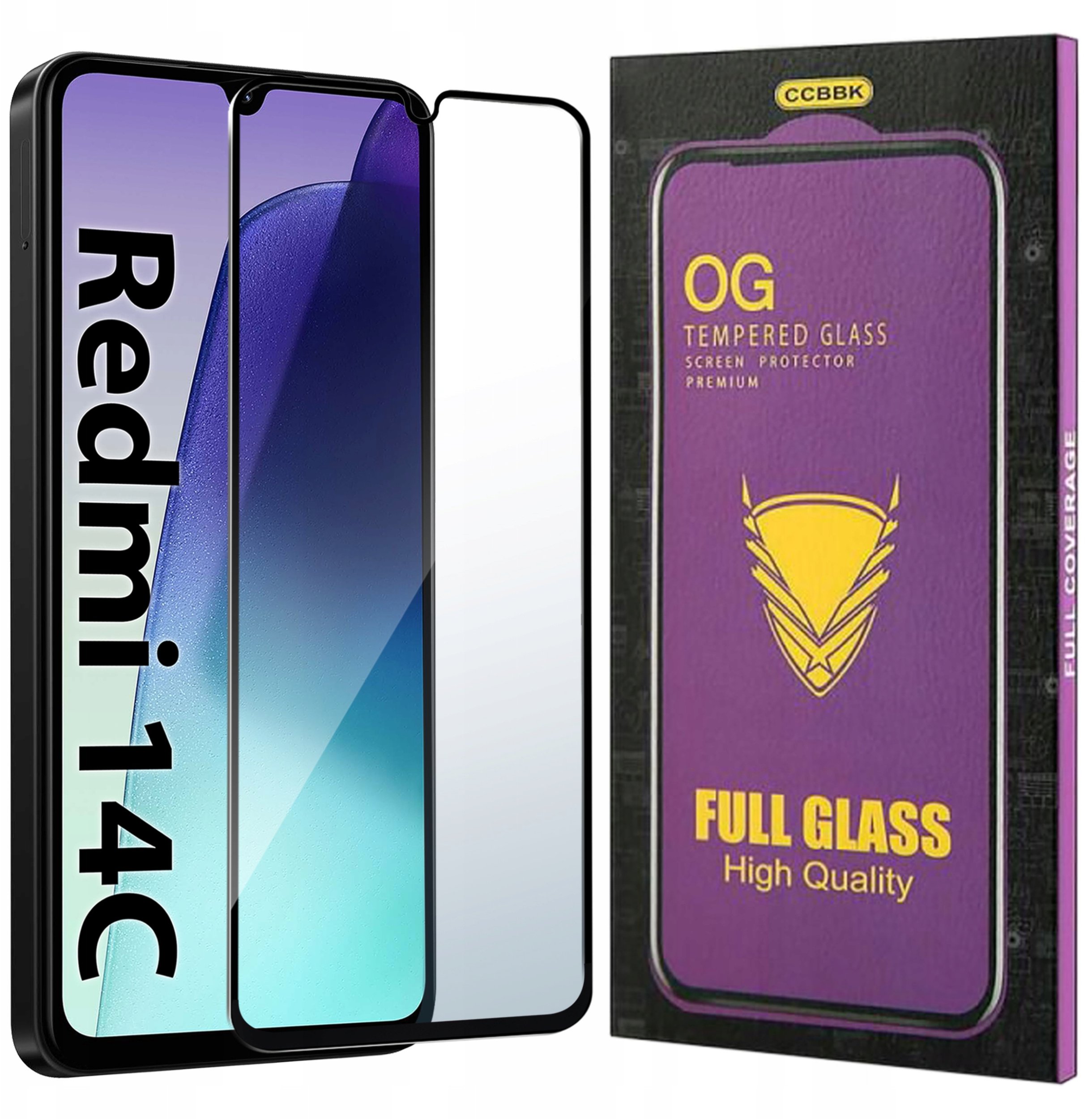 Szkło HARTOWANE 5D do Xiaomi Redmi 14C OG PREMIUM CAŁY EKRAN PEŁNE