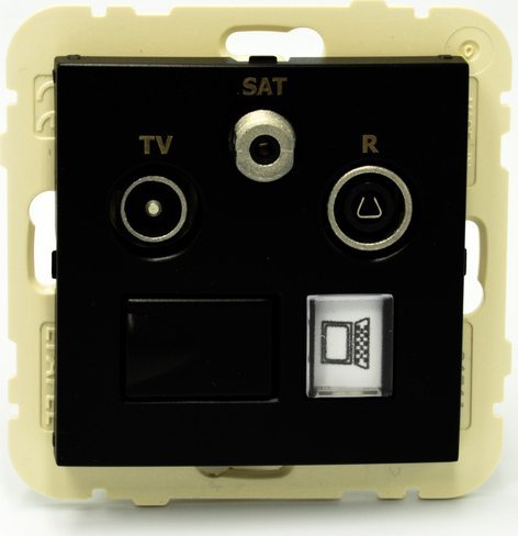 Efapel Efapel Logus90 gniazdo multimedialne rtv/sat końcowe z modułem RJ45 kat. 6 czarny 90544 KWPM