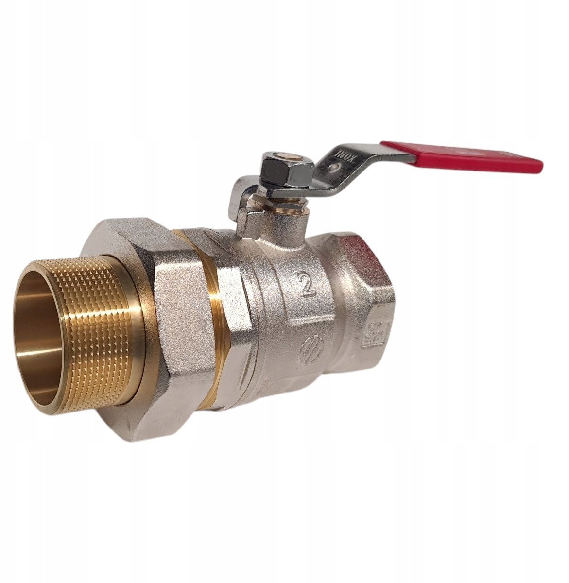 Zawór kulowy prosty półśrubunek 2GW-2 1/2GZ dźwignia Inox SENA VA30