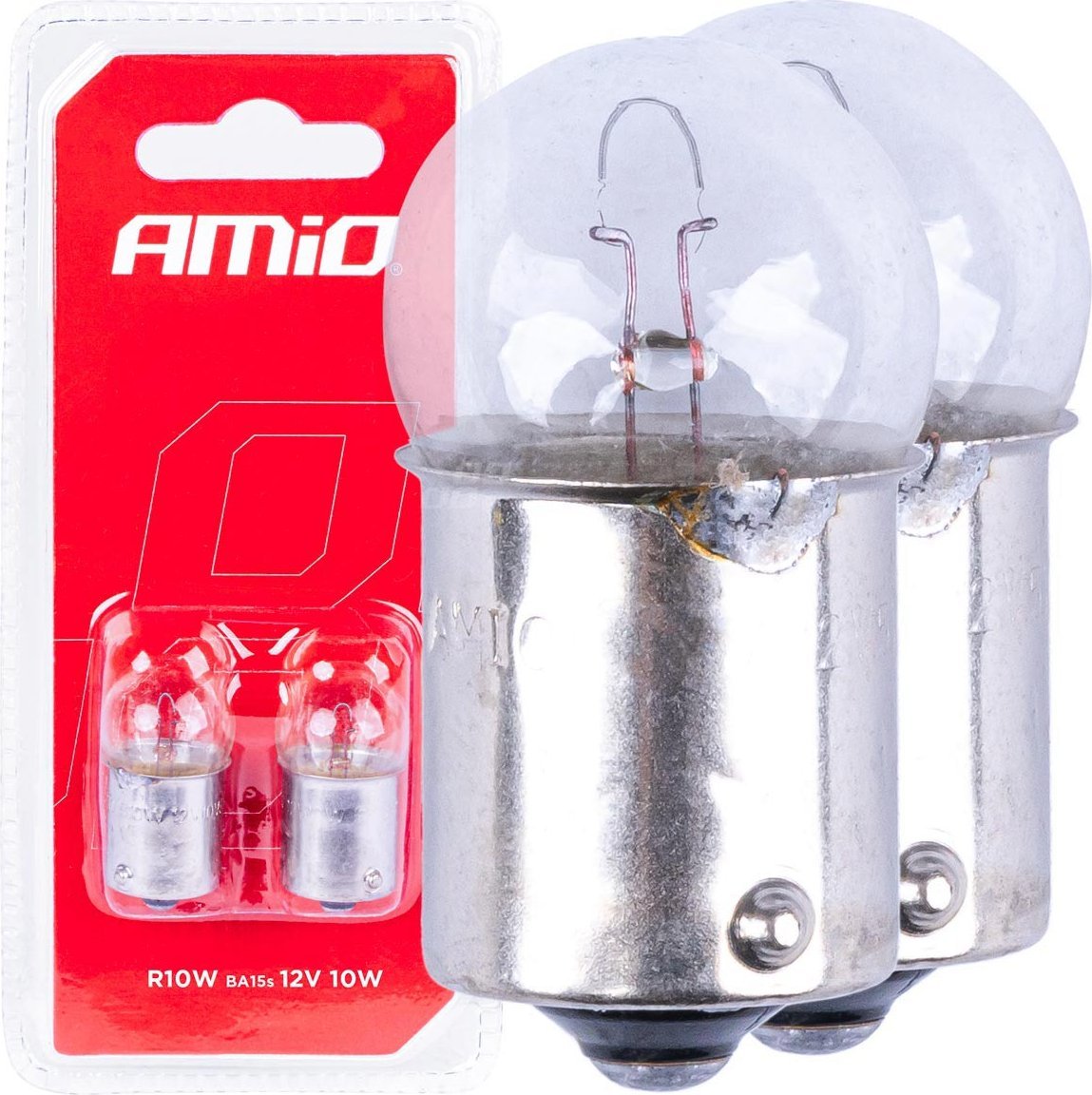 AMiO Żarówki halogenowe r10w ba15s 12v 2szt. blister amio-03350