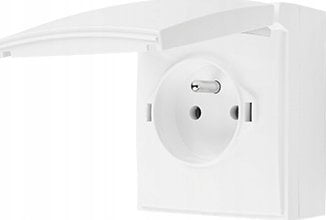 Kontakt-Simon Simon Aquaclick Gniazdo IP44, pojedyncze z uziem., szybkozłącza, klapka w kolorze biały ACGZ1C/11