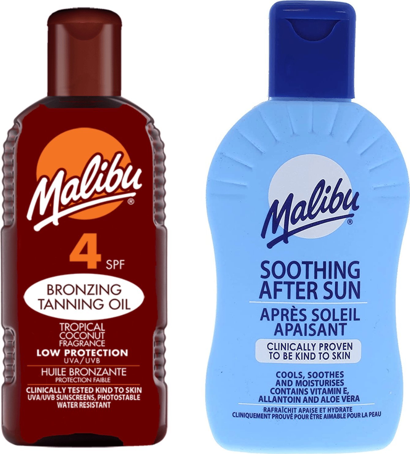 Malibu Malibu Olejek Do Opalania SPF4 200ml + Balsam Po Opalaniu 200ml
