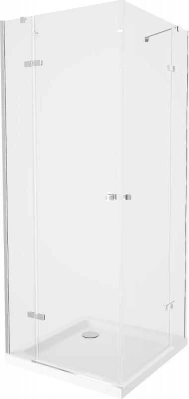 Mexen Mexen Roma Duo kabina prysznicowa uchylna 80 x 70 cm, transparent, chrom + brodzik Flat - 854-080-070-01-02-4010