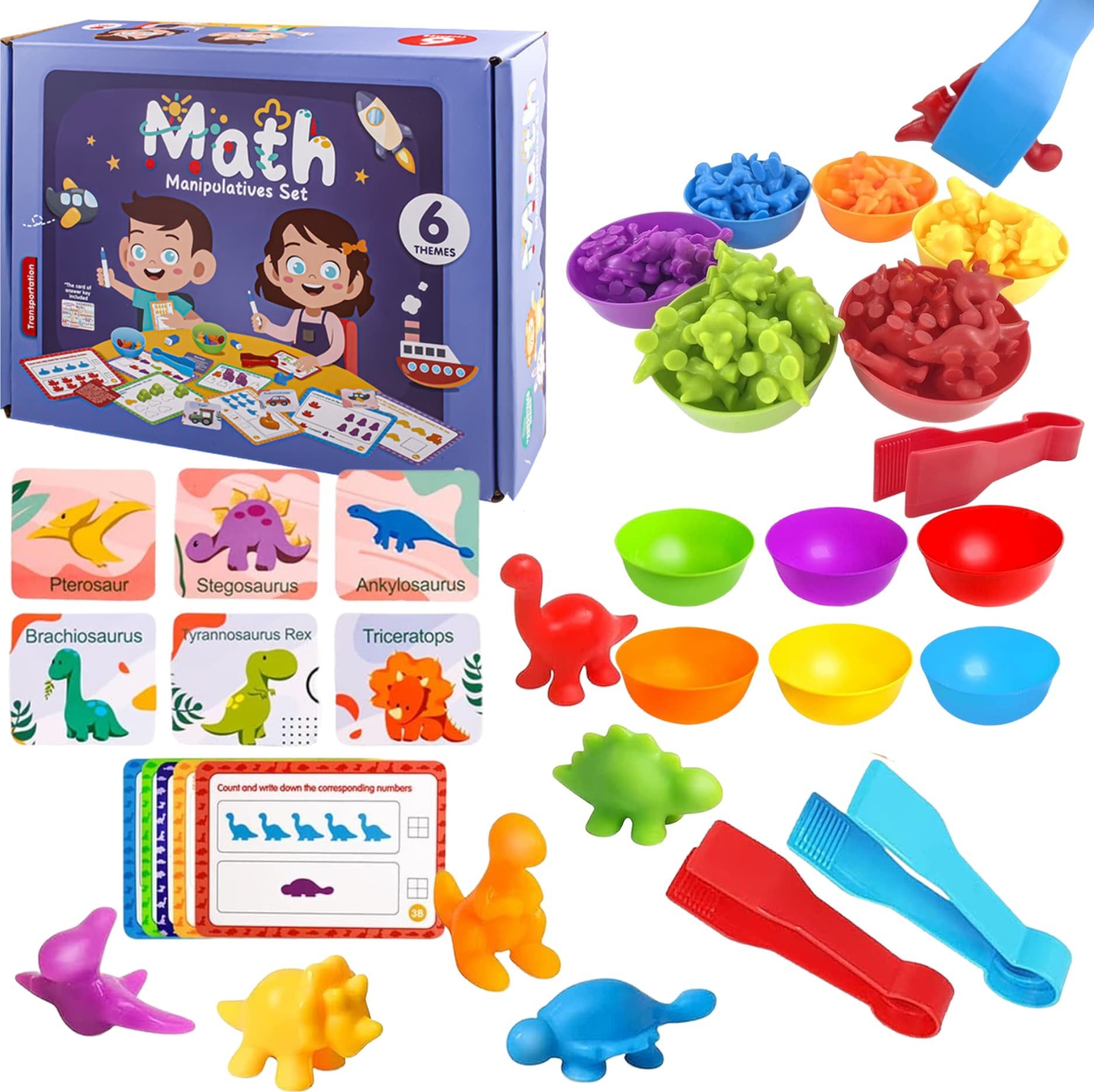 ProNice ZESTAW EDUKACYJNY NAUKA LICZENIA FIGURKI DINOZAURY KARTY GRA ZRĘCZNOŚCIOWA