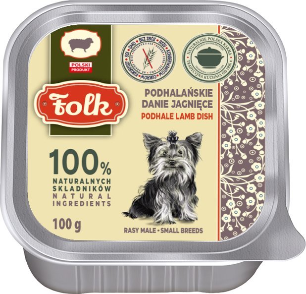 Folk Karma mokra dla psa FOLK Mini Podhalańskie danie jagnięce szalka 10 x 100 g