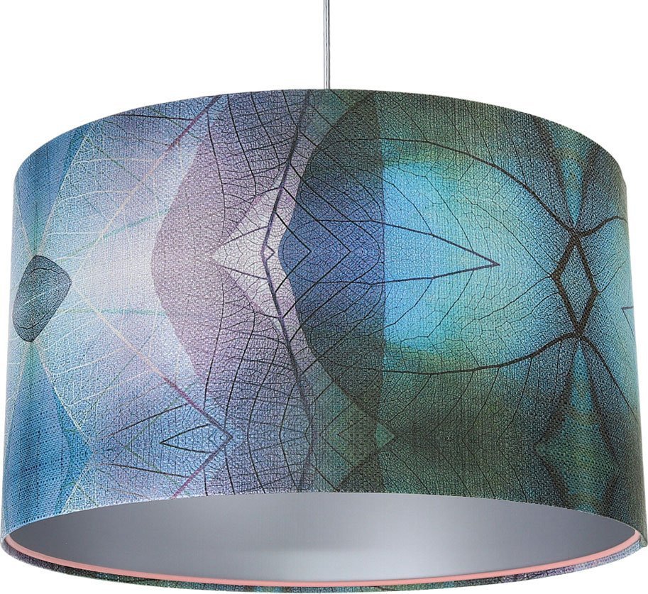 Lampa wisząca Lumes Srebrna nowoczesna lampa wisząca z abażurem - S389-Kerva