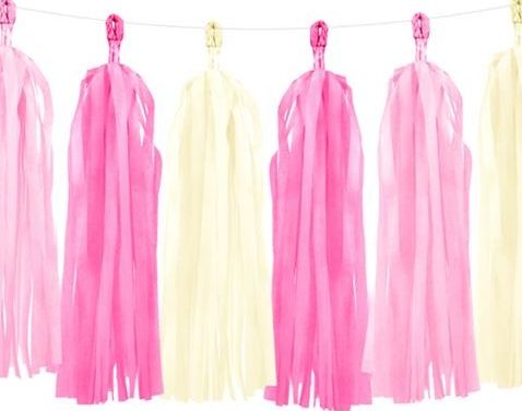 Party Deco Girlanda frędzle DIY, różowy i żółty mix, 1,5 m. uniwersalny