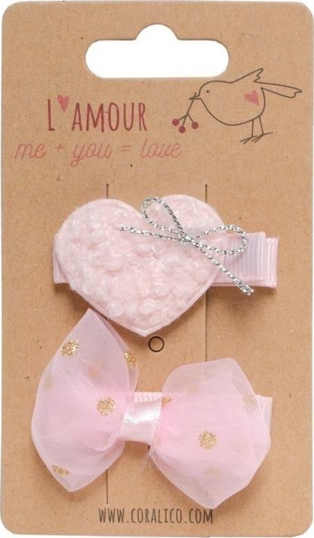 Klipsy z serduszkiem i kokardką