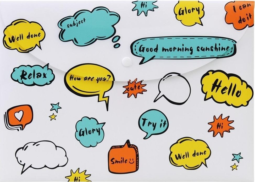 Teczka A4 kopertowa zamykana biała z printem