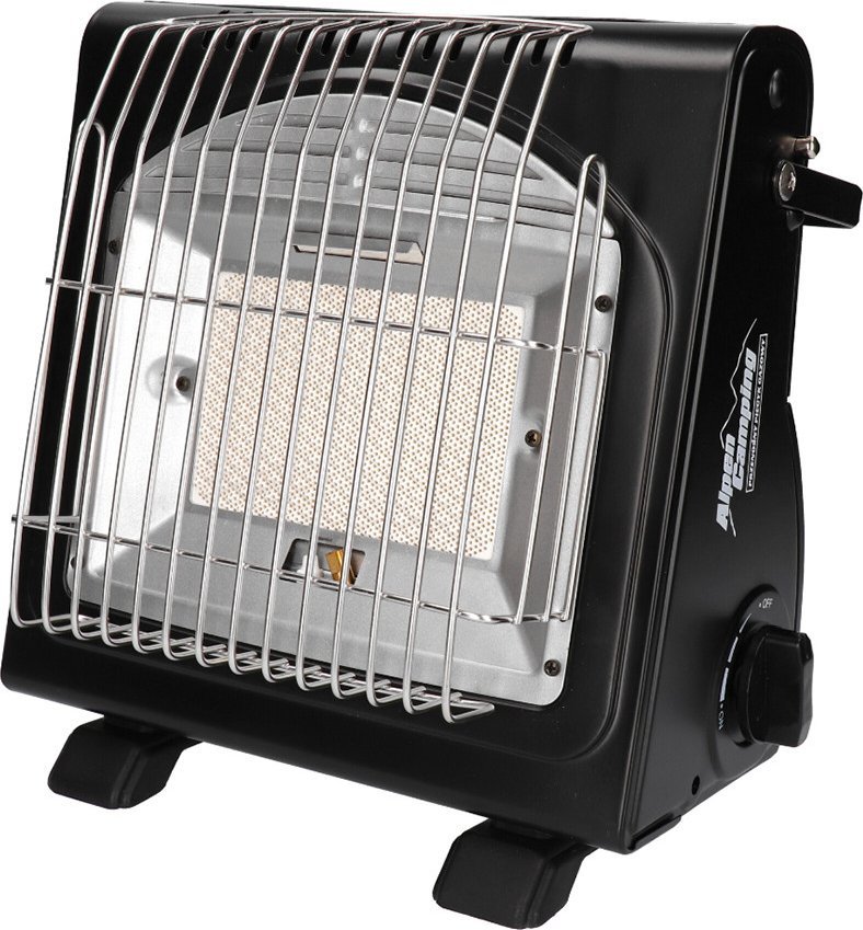 Przenośny piecyk gazowy Alpen Camping, 2w1 piecyk/kuchenka, zużycie gazu 124g/h, zapłon piezoelektryczny, IK1100