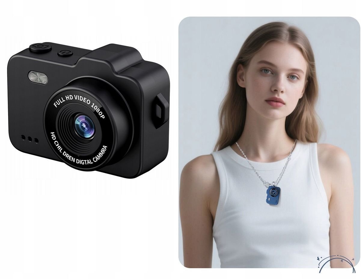 Aparat cyfrowy Xrec Mini Aparat Cyfrowy X8 12MP Video 1080P LCD 0,96" Wisiorek Breloczek / X8 Czarny