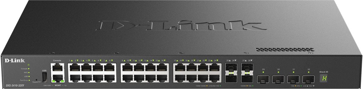 D-Link DXS 3410-32XY - Switch - L3 - managed - 24 x 10 Gigabit Ethernet + 4 x 10 Gigabit SFP+ + 4 x 25 Gigabit SFP28 - an Rack montierbar