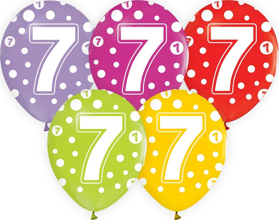GoDan Balony z cyframi: 7, 12"/ 5 szt. Godan