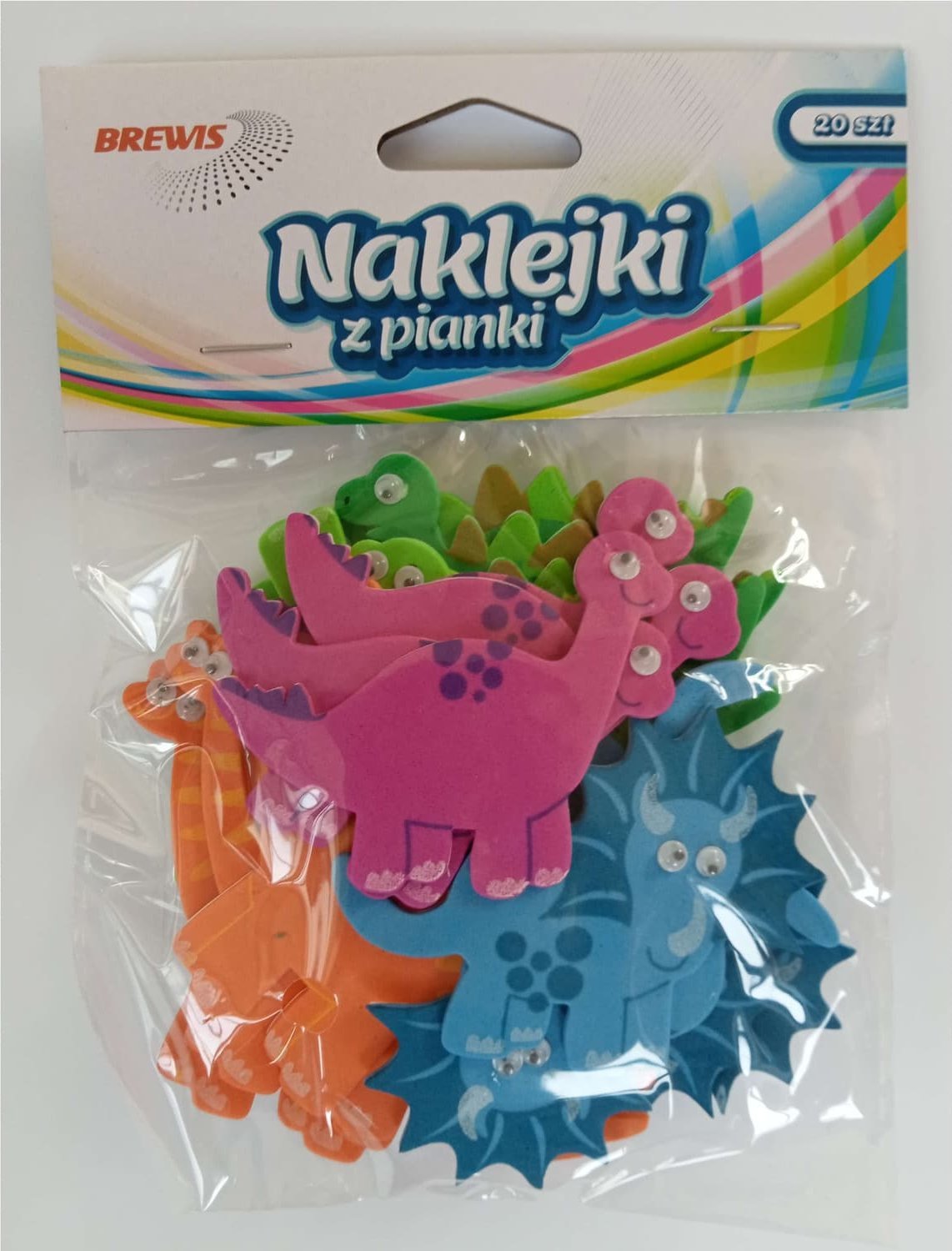 BREWIS Naklejki z pianki dinozaury 20szt