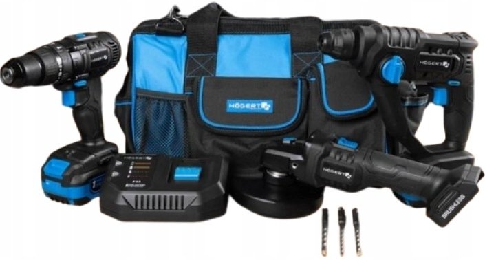 Zestaw elektronarzędzi Hoegert 18V akumulator 4Ah z ładowarką i torbą