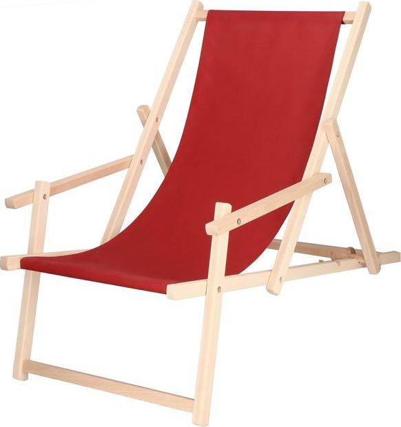 Springos Leżak drewniany z podłokietnikami bordowy UNIWERSALNY