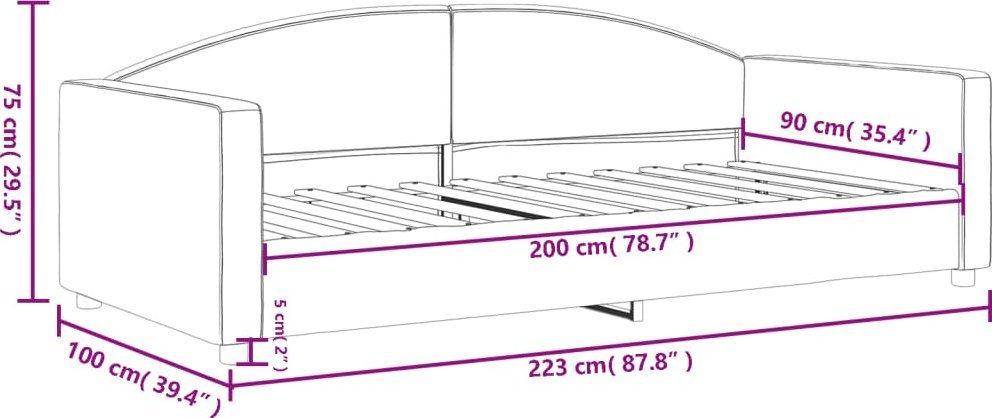 vidaXL vidaXL Sofa z funkcją spania, jasnoszara, 90x200 cm, obita tkaniną