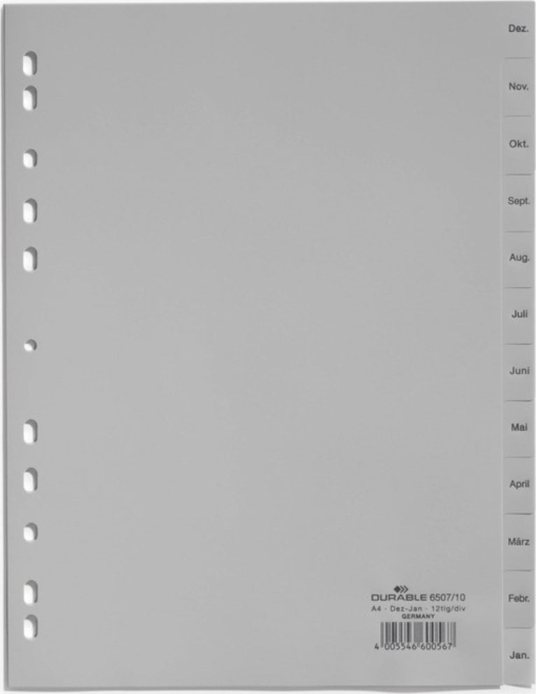 Durable DURABLE Monatsregister Dez-Jan 12-teilig grau