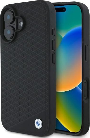 BMW BMW BMHMP16S23RDDK iPhone 16 6.1" czarny/black hardcase Sign Leather Diamond Metal Logo MagSafe