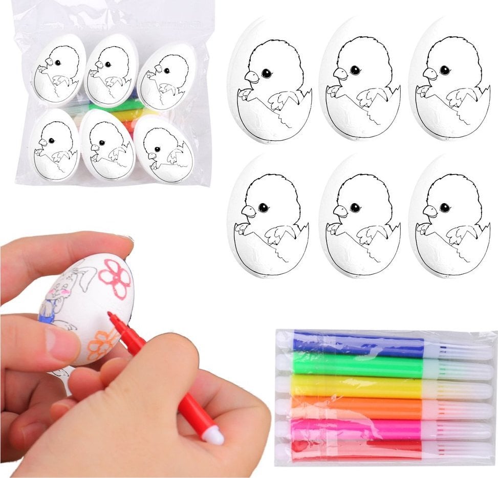 Jajka Wielkanocne Styropianowe Do Malowania Pisaki Kurczak W Jajku 6szt