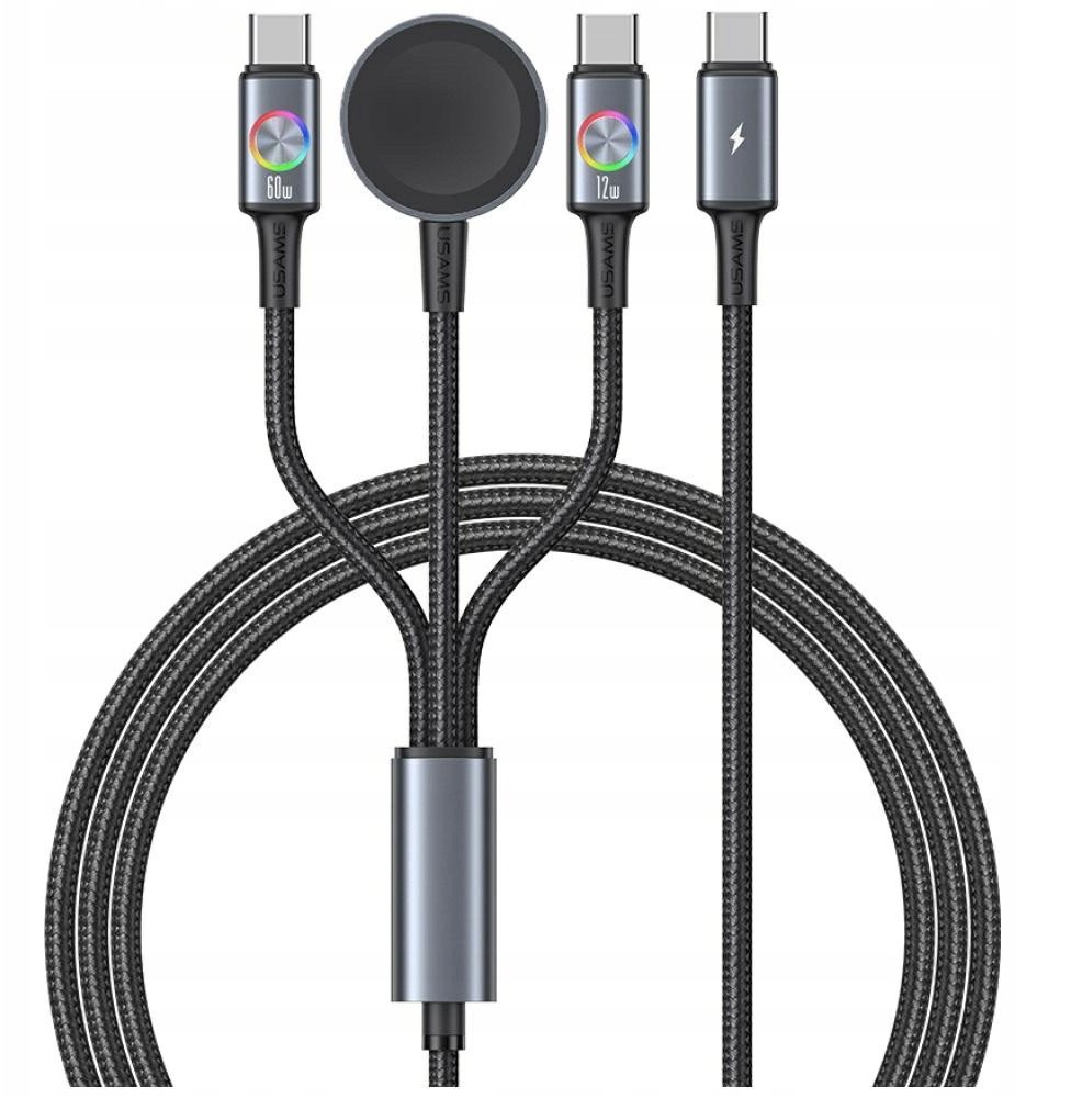 Kabel USB Usams USB-C - 2x USB-C Czarny