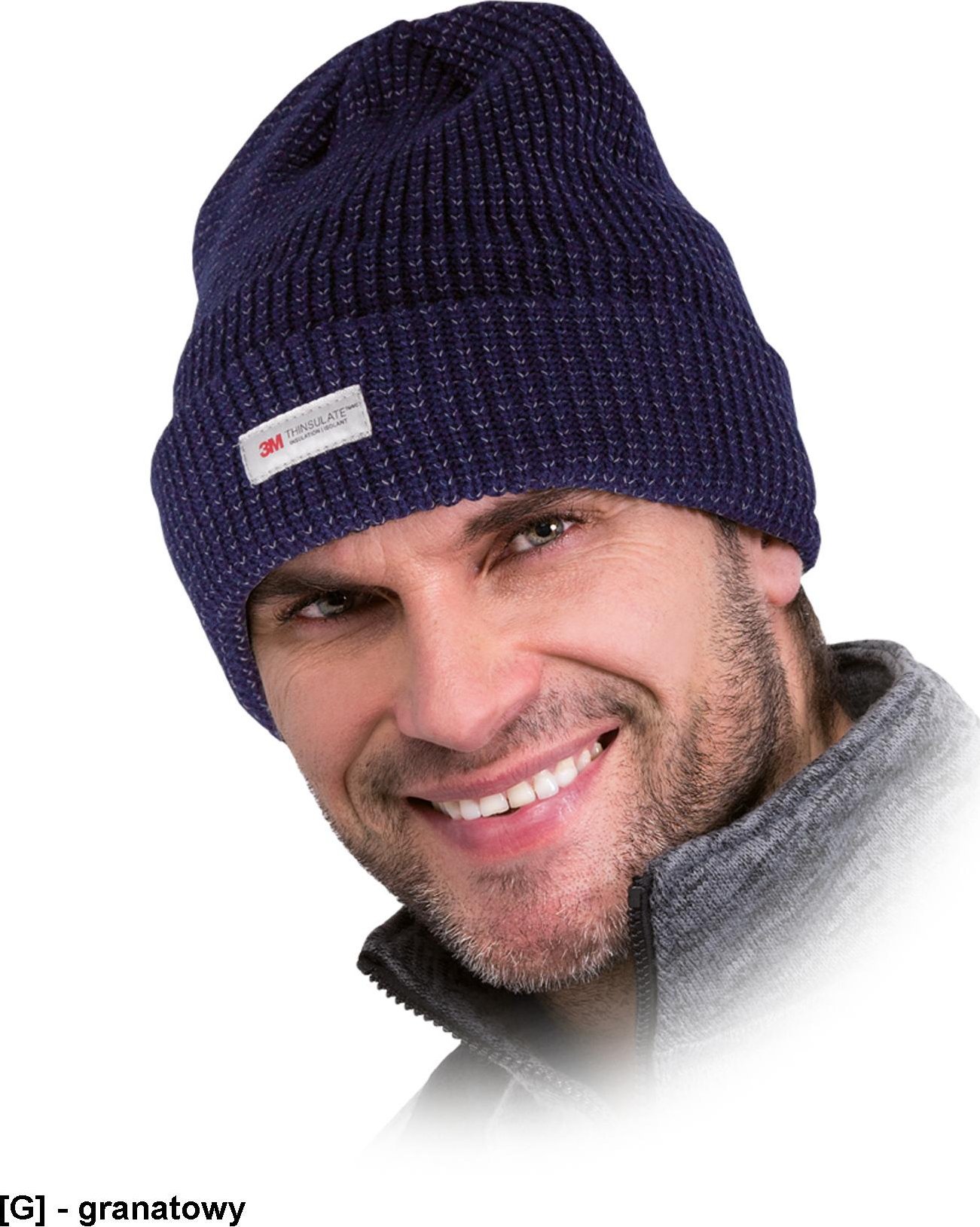 R.E.I.S. CZFAU - czapka zimowa dziana z odblaskową nicią, wkładka Thinsulate - biały-