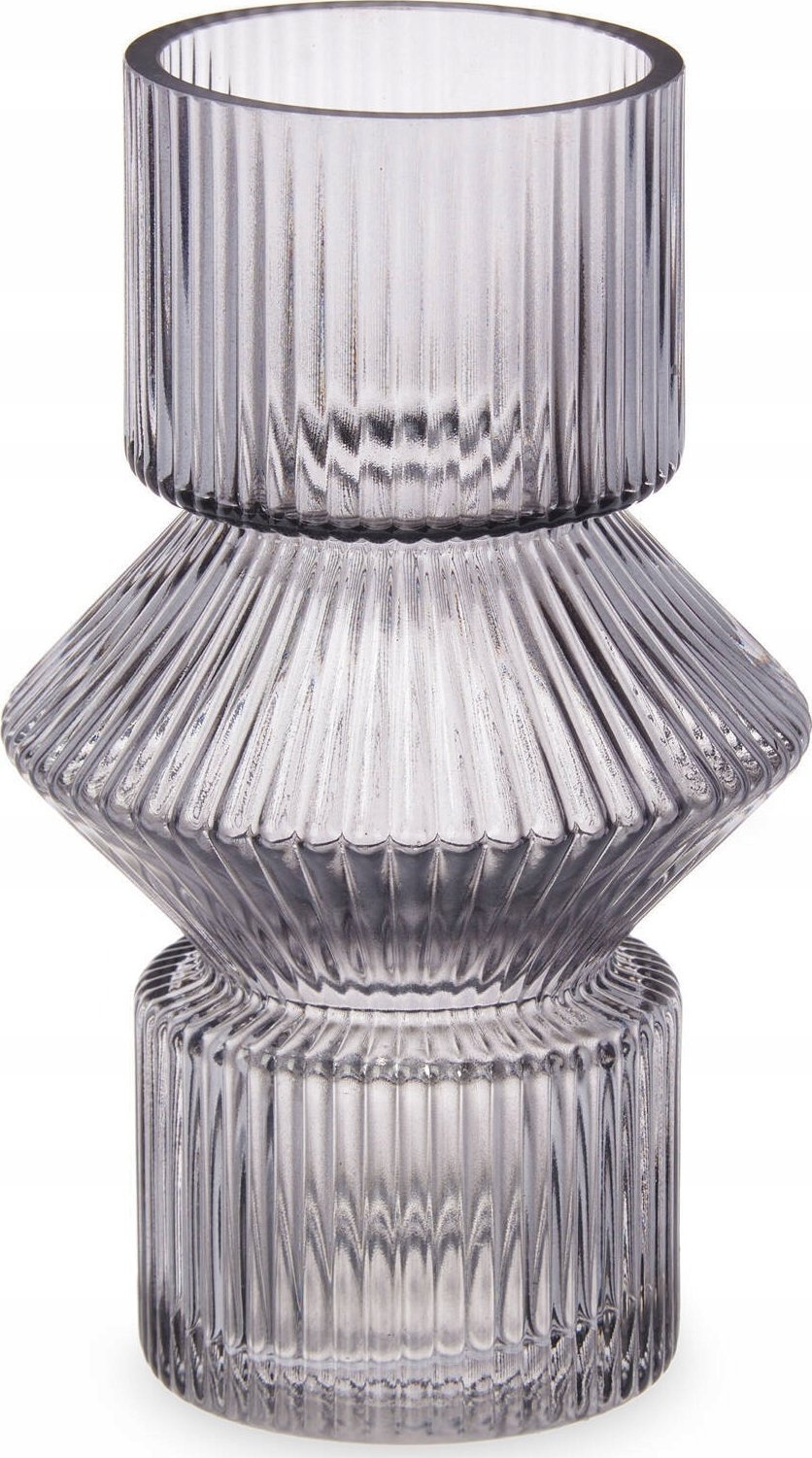 Gift Decor Szklany wazon ryflowane szkło, 9,5 x 16,5 cm