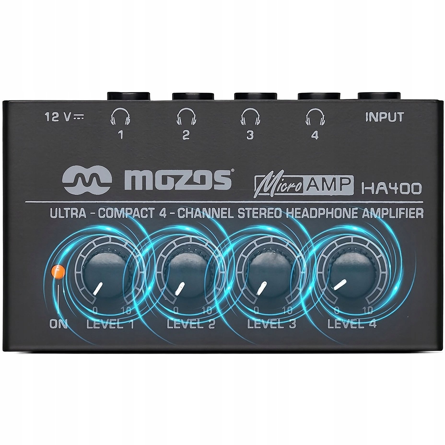 MOZOS HA400 4-KANAŁOWY WZMACNIACZ SŁUCHAWKOWY STEREO